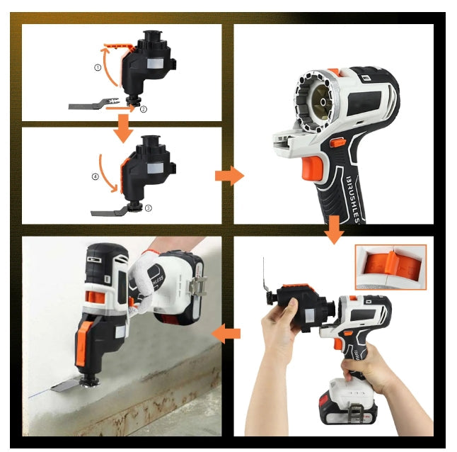 🛠Factory Outsale✨ 12 in 1 Multi-function Drill with Impact drill Reciprocating saw Jig saw Oscillating tool Chainsaw Screwdriver Attachment