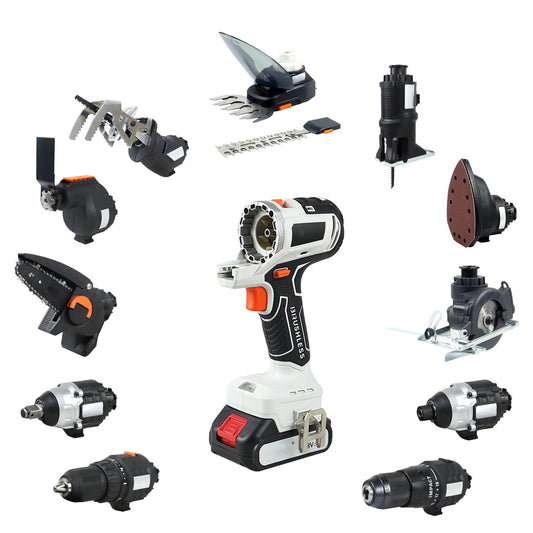 🛠Factory Outsale✨ 12 in 1 Multi-function Drill with Impact drill Reciprocating saw Jig saw Oscillating tool Chainsaw Screwdriver Attachment