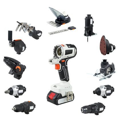 🛠Factory Outsale✨ 12 in 1 Multi-function Drill with Impact drill Reciprocating saw Jig saw Oscillating tool Chainsaw Screwdriver Attachment