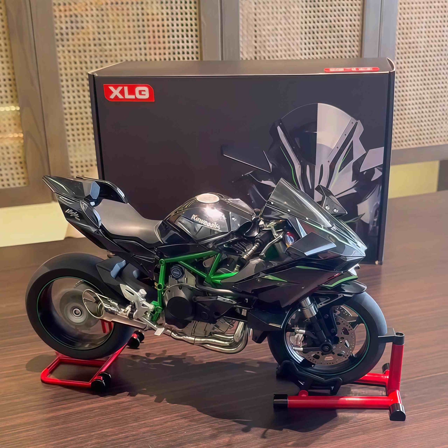 [Genuine]1:6 H2R Motorcycle Model with Engine Start, Throttle Control and Exhaust Injection Simulation, Diecast Motorcycle, Ideal Gift for Men
