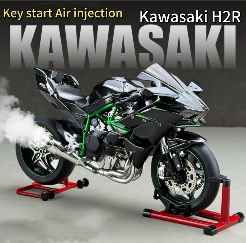 [Genuine]1:6 H2R Motorcycle Model with Engine Start, Throttle Control and Exhaust Injection Simulation, Diecast Motorcycle, Ideal Gift for Men